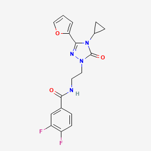 molecular formula C18H16F2N4O3 B2893599 N-{2-[4-cyclopropyl-3-(furan-2-yl)-5-oxo-4,5-dihydro-1H-1,2,4-triazol-1-yl]ethyl}-3,4-difluorobenzamide CAS No. 1797584-73-6