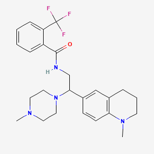 molecular formula C25H31F3N4O B2893601 N-(2-(1-methyl-1,2,3,4-tetrahydroquinolin-6-yl)-2-(4-methylpiperazin-1-yl)ethyl)-2-(trifluoromethyl)benzamide CAS No. 922114-35-0
