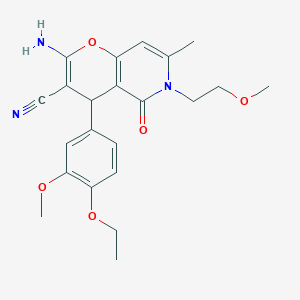 2-amino-4-(4-ethoxy-3-methoxyphenyl)-6-(2-methoxyethyl)-7-methyl-5-oxo-5,6-dihydro-4H-pyrano[3,2-c]pyridine-3-carbonitrile