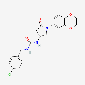 1-(4-Chlorobenzyl)-3-(1-(2,3-dihydrobenzo[b][1,4]dioxin-6-yl)-5-oxopyrrolidin-3-yl)urea