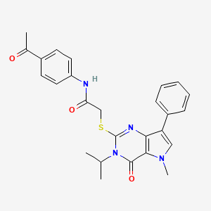 molecular formula C26H26N4O3S B2893652 N-(4-acetylphenyl)-2-{[5-methyl-4-oxo-7-phenyl-3-(propan-2-yl)-3H,4H,5H-pyrrolo[3,2-d]pyrimidin-2-yl]sulfanyl}acetamide CAS No. 1115338-45-8