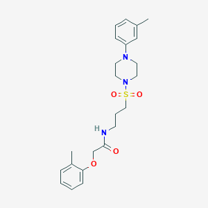 molecular formula C23H31N3O4S B2893662 N-(3-((4-(m-tolyl)piperazin-1-yl)sulfonyl)propyl)-2-(o-tolyloxy)acetamide CAS No. 1021058-81-0