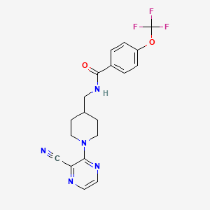molecular formula C19H18F3N5O2 B2893666 N-((1-(3-cyanopyrazin-2-yl)piperidin-4-yl)methyl)-4-(trifluoromethoxy)benzamide CAS No. 1797058-90-2