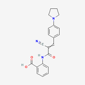 B2893732 2-{2-Cyano-3-[4-(pyrrolidin-1-yl)phenyl]prop-2-enamido}benzoic acid CAS No. 1111495-92-1