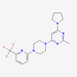 molecular formula C19H23F3N6 B2893733 2-Methyl-4-(pyrrolidin-1-yl)-6-{4-[6-(trifluoromethyl)pyridin-2-yl]piperazin-1-yl}pyrimidine CAS No. 2415501-73-2