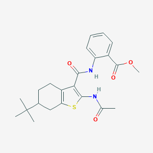 molecular formula C23H28N2O4S B289374 METHYL 2-(6-TERT-BUTYL-2-ACETAMIDO-4,5,6,7-TETRAHYDRO-1-BENZOTHIOPHENE-3-AMIDO)BENZOATE 