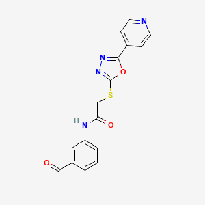 molecular formula C17H14N4O3S B2893749 N-(3-acetylphenyl)-2-{[5-(pyridin-4-yl)-1,3,4-oxadiazol-2-yl]sulfanyl}acetamide CAS No. 848052-62-0
