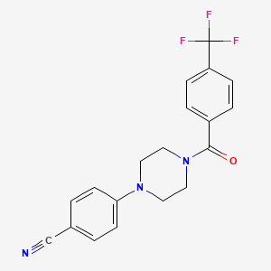 molecular formula C19H16F3N3O B2893768 4-{4-[4-(Trifluoromethyl)benzoyl]piperazino}benzenecarbonitrile CAS No. 478046-82-1