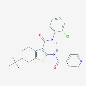 molecular formula C25H26ClN3O2S B289378 N-[6-tert-butyl-3-[(2-chlorophenyl)carbamoyl]-4,5,6,7-tetrahydro-1-benzothiophen-2-yl]pyridine-4-carboxamide 