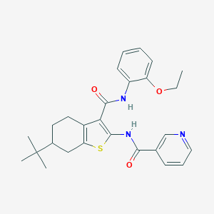 molecular formula C27H31N3O3S B289379 N-{6-TERT-BUTYL-3-[(2-ETHOXYPHENYL)CARBAMOYL]-4,5,6,7-TETRAHYDRO-1-BENZOTHIOPHEN-2-YL}PYRIDINE-3-CARBOXAMIDE 