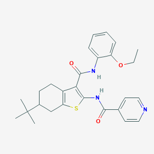 molecular formula C27H31N3O3S B289380 N-[6-tert-butyl-3-[(2-ethoxyphenyl)carbamoyl]-4,5,6,7-tetrahydro-1-benzothiophen-2-yl]pyridine-4-carboxamide 