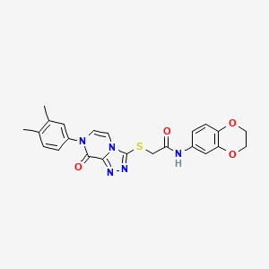 molecular formula C23H21N5O4S B2893817 N-(2,3-dihydrobenzo[b][1,4]dioxin-6-yl)-2-((7-(3,4-dimethylphenyl)-8-oxo-7,8-dihydro-[1,2,4]triazolo[4,3-a]pyrazin-3-yl)thio)acetamide CAS No. 1223987-92-5