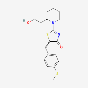 molecular formula C18H22N2O2S2 B2893935 2-[2-(2-HYDROXYETHYL)PIPERIDIN-1-YL]-5-{[4-(METHYLSULFANYL)PHENYL]METHYLIDENE}-1,3-THIAZOL-4-ONE CAS No. 866149-77-1