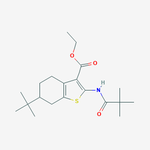 molecular formula C20H31NO3S B289396 ETHYL 6-TERT-BUTYL-2-(2,2-DIMETHYLPROPANAMIDO)-4,5,6,7-TETRAHYDRO-1-BENZOTHIOPHENE-3-CARBOXYLATE 