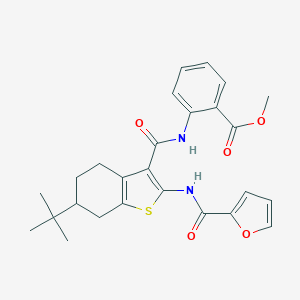 molecular formula C26H28N2O5S B289397 METHYL 2-[6-TERT-BUTYL-2-(FURAN-2-AMIDO)-4,5,6,7-TETRAHYDRO-1-BENZOTHIOPHENE-3-AMIDO]BENZOATE 
