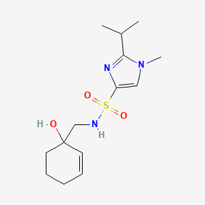 molecular formula C14H23N3O3S B2893975 N-[(1-hydroxycyclohex-2-en-1-yl)methyl]-1-methyl-2-(propan-2-yl)-1H-imidazole-4-sulfonamide CAS No. 2097914-56-0