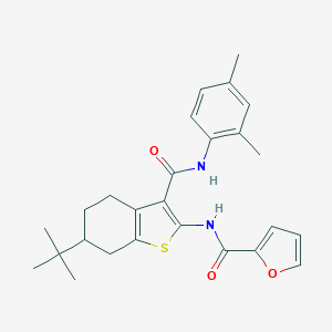 molecular formula C26H30N2O3S B289398 N-[6-tert-butyl-3-[(2,4-dimethylphenyl)carbamoyl]-4,5,6,7-tetrahydro-1-benzothiophen-2-yl]furan-2-carboxamide 