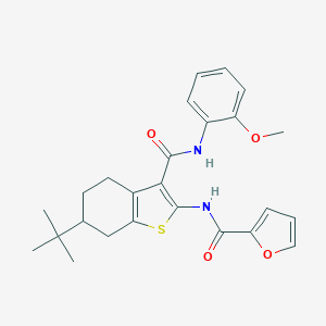 molecular formula C25H28N2O4S B289399 N-[6-tert-butyl-3-[(2-methoxyphenyl)carbamoyl]-4,5,6,7-tetrahydro-1-benzothiophen-2-yl]furan-2-carboxamide 