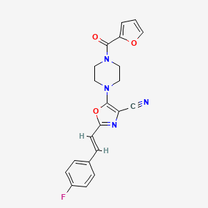 molecular formula C21H17FN4O3 B2894021 2-[(E)-2-(4-fluorophenyl)ethenyl]-5-[4-(furan-2-carbonyl)piperazin-1-yl]-1,3-oxazole-4-carbonitrile CAS No. 941264-02-4