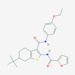 molecular formula C26H30N2O4S B289403 N-[6-tert-butyl-3-[(4-ethoxyphenyl)carbamoyl]-4,5,6,7-tetrahydro-1-benzothiophen-2-yl]furan-2-carboxamide 
