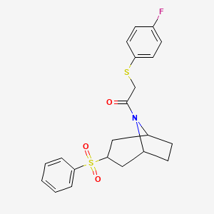 2-((4-fluorophenyl)thio)-1-((1R,5S)-3-(phenylsulfonyl)-8-azabicyclo[3.2.1]octan-8-yl)ethanone