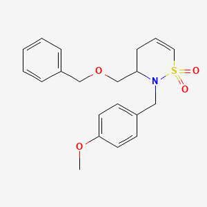 molecular formula C20H23NO4S B2894042 3-((Benzyloxy)methyl)-2-(4-methoxybenzyl)-3,4-dihydro-2H-1,2-thiazine 1,1-dioxide CAS No. 2177264-47-8