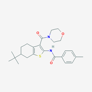 molecular formula C25H32N2O3S B289412 N-[6-tert-butyl-3-(morpholine-4-carbonyl)-4,5,6,7-tetrahydro-1-benzothiophen-2-yl]-4-methylbenzamide 