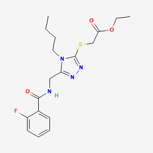molecular formula C18H23FN4O3S B2894126 ethyl 2-[(4-butyl-5-{[(2-fluorophenyl)formamido]methyl}-4H-1,2,4-triazol-3-yl)sulfanyl]acetate CAS No. 851080-80-3