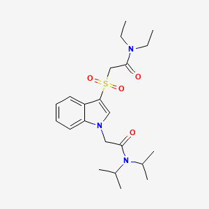 molecular formula C22H33N3O4S B2894157 2-(3-((2-(diethylamino)-2-oxoethyl)sulfonyl)-1H-indol-1-yl)-N,N-diisopropylacetamide CAS No. 894004-11-6
