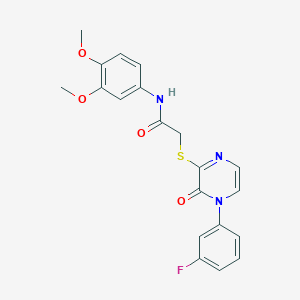 molecular formula C20H18FN3O4S B2894169 N-(3,4-dimethoxyphenyl)-2-{[4-(3-fluorophenyl)-3-oxo-3,4-dihydropyrazin-2-yl]sulfanyl}acetamide CAS No. 899725-41-8