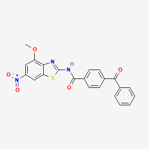 molecular formula C22H15N3O5S B2894183 4-benzoyl-N-(4-methoxy-6-nitro-1,3-benzothiazol-2-yl)benzamide CAS No. 391222-53-0