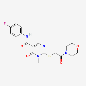 molecular formula C18H19FN4O4S B2894185 N-(4-fluorophenyl)-1-methyl-2-{[2-(morpholin-4-yl)-2-oxoethyl]sulfanyl}-6-oxo-1,6-dihydropyrimidine-5-carboxamide CAS No. 891101-81-8