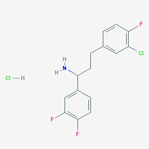 molecular formula C15H14Cl2F3N B2894188 3-(3-Chloro-4-fluorophenyl)-1-(3,4-difluorophenyl)propan-1-amine;hydrochloride CAS No. 2309466-72-4