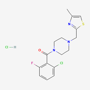 molecular formula C16H18Cl2FN3OS B2894213 (2-Chloro-6-fluorophenyl)(4-((4-methylthiazol-2-yl)methyl)piperazin-1-yl)methanone hydrochloride CAS No. 1216729-49-5