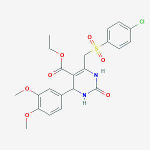 molecular formula C22H23ClN2O7S B2894219 Ethyl 6-[(4-chlorobenzenesulfonyl)methyl]-4-(3,4-dimethoxyphenyl)-2-oxo-1,2,3,4-tetrahydropyrimidine-5-carboxylate CAS No. 866349-05-5