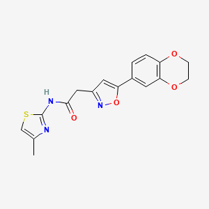 2-(5-(2,3-dihydrobenzo[b][1,4]dioxin-6-yl)isoxazol-3-yl)-N-(4-methylthiazol-2-yl)acetamide