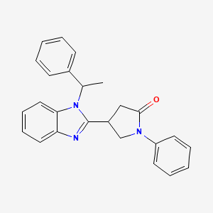 molecular formula C25H23N3O B2894255 1-phenyl-4-[1-(1-phenylethyl)-1H-1,3-benzodiazol-2-yl]pyrrolidin-2-one CAS No. 637754-65-5