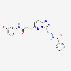 molecular formula C22H19FN6O2S B2894256 N-(2-(6-((2-((3-fluorophenyl)amino)-2-oxoethyl)thio)-[1,2,4]triazolo[4,3-b]pyridazin-3-yl)ethyl)benzamide CAS No. 872993-86-7