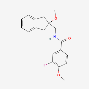 molecular formula C19H20FNO3 B2894257 3-fluoro-4-methoxy-N-((2-methoxy-2,3-dihydro-1H-inden-2-yl)methyl)benzamide CAS No. 2034346-63-7