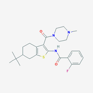 molecular formula C25H32FN3O2S B289427 N-[6-tert-butyl-3-(4-methylpiperazine-1-carbonyl)-4,5,6,7-tetrahydro-1-benzothiophen-2-yl]-2-fluorobenzamide 