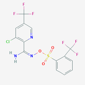 3-chloro-5-(trifluoromethyl)-N'-({[2-(trifluoromethyl)phenyl]sulfonyl}oxy)-2-pyridinecarboximidamide