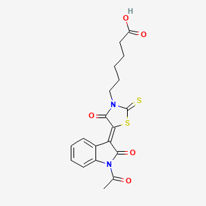 6-(5-(1-Acetyl-2-oxoindolin-3-ylidene)-4-oxo-2-thioxothiazolidin-3-yl)hexanoic acid