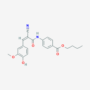 molecular formula C22H22N2O5 B2894281 Butyl 4-[[(Z)-2-cyano-3-(4-hydroxy-3-methoxyphenyl)prop-2-enoyl]amino]benzoate CAS No. 380424-75-9