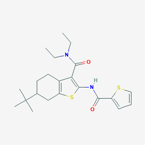 molecular formula C22H30N2O2S2 B289430 6-TERT-BUTYL-N,N-DIETHYL-2-(THIOPHENE-2-AMIDO)-4,5,6,7-TETRAHYDRO-1-BENZOTHIOPHENE-3-CARBOXAMIDE 