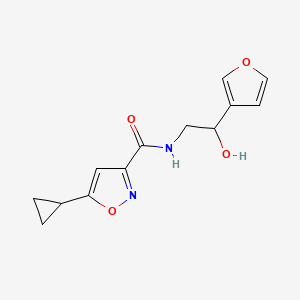 molecular formula C13H14N2O4 B2894329 5-cyclopropyl-N-[2-(furan-3-yl)-2-hydroxyethyl]-1,2-oxazole-3-carboxamide CAS No. 1396759-58-2
