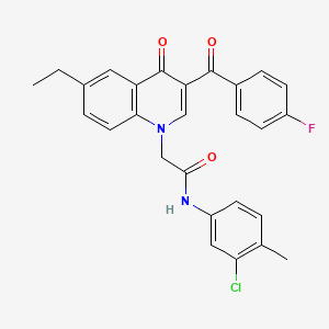 molecular formula C27H22ClFN2O3 B2894369 N-(3-chloro-4-methylphenyl)-2-[6-ethyl-3-(4-fluorobenzoyl)-4-oxo-1,4-dihydroquinolin-1-yl]acetamide CAS No. 895653-00-6