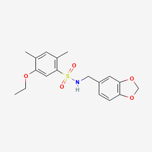 molecular formula C18H21NO5S B2894373 N-(1,3-benzodioxol-5-ylmethyl)-5-ethoxy-2,4-dimethylbenzenesulfonamide CAS No. 700854-79-1