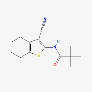 molecular formula C14H18N2OS B2894374 N-(3-cyano-4,5,6,7-tetrahydro-1-benzothiophen-2-yl)-2,2-dimethylpropanamide CAS No. 142994-48-7