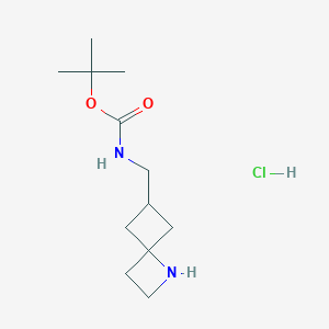 molecular formula C12H23ClN2O2 B2894375 Tert-butyl N-(1-azaspiro[3.3]heptan-6-ylmethyl)carbamate;hydrochloride CAS No. 2378502-06-6