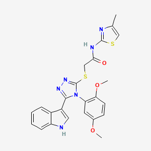 molecular formula C24H22N6O3S2 B2894376 2-((4-(2,5-dimethoxyphenyl)-5-(1H-indol-3-yl)-4H-1,2,4-triazol-3-yl)thio)-N-(4-methylthiazol-2-yl)acetamide CAS No. 852167-44-3